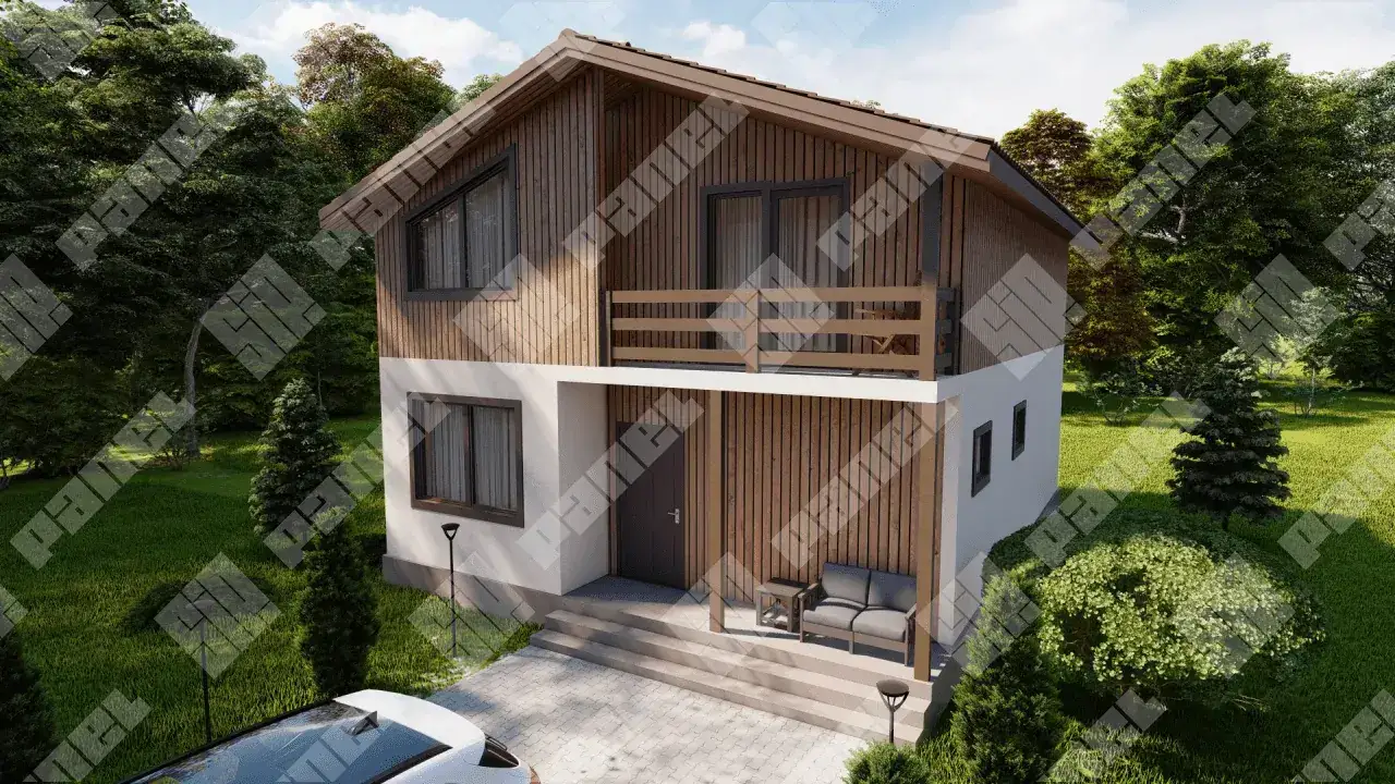 Проект вдухэтажного дома из СИП панелей 160м²