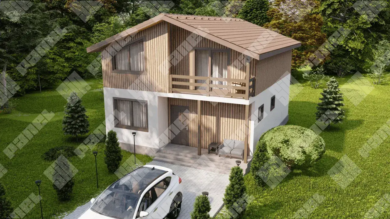 Проект вдухэтажного дома из СИП панелей 160м²
