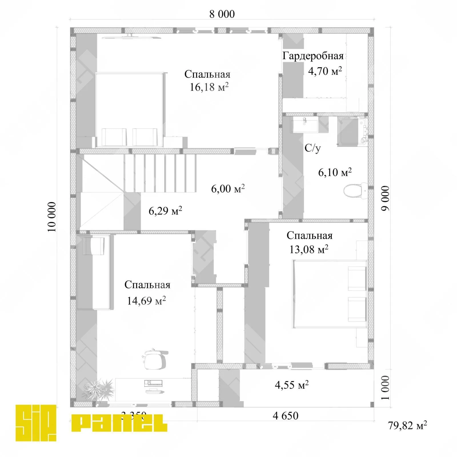 Проект вдухэтажного дома из СИП панелей 160м²
