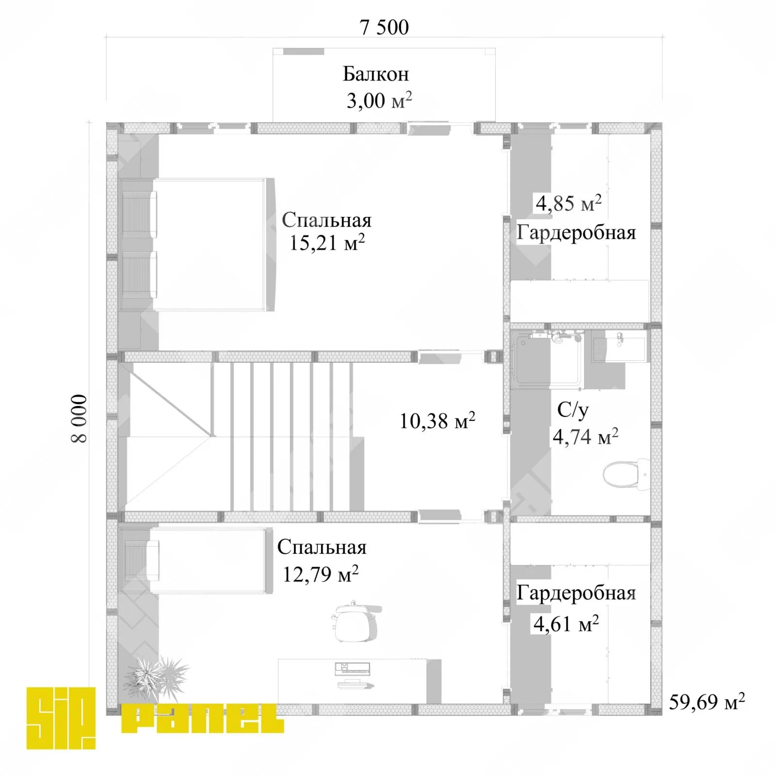 Проект дома из СИП панелей 126м²