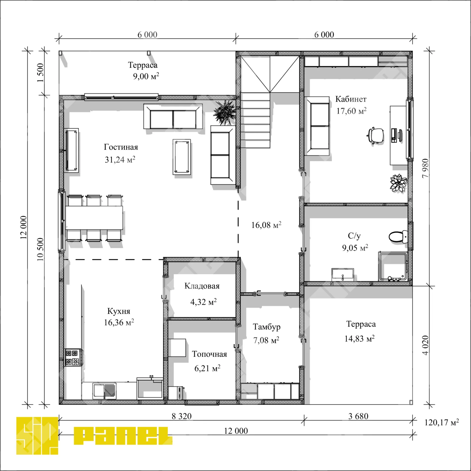 Проект большого дома из СИП панелей 288м²