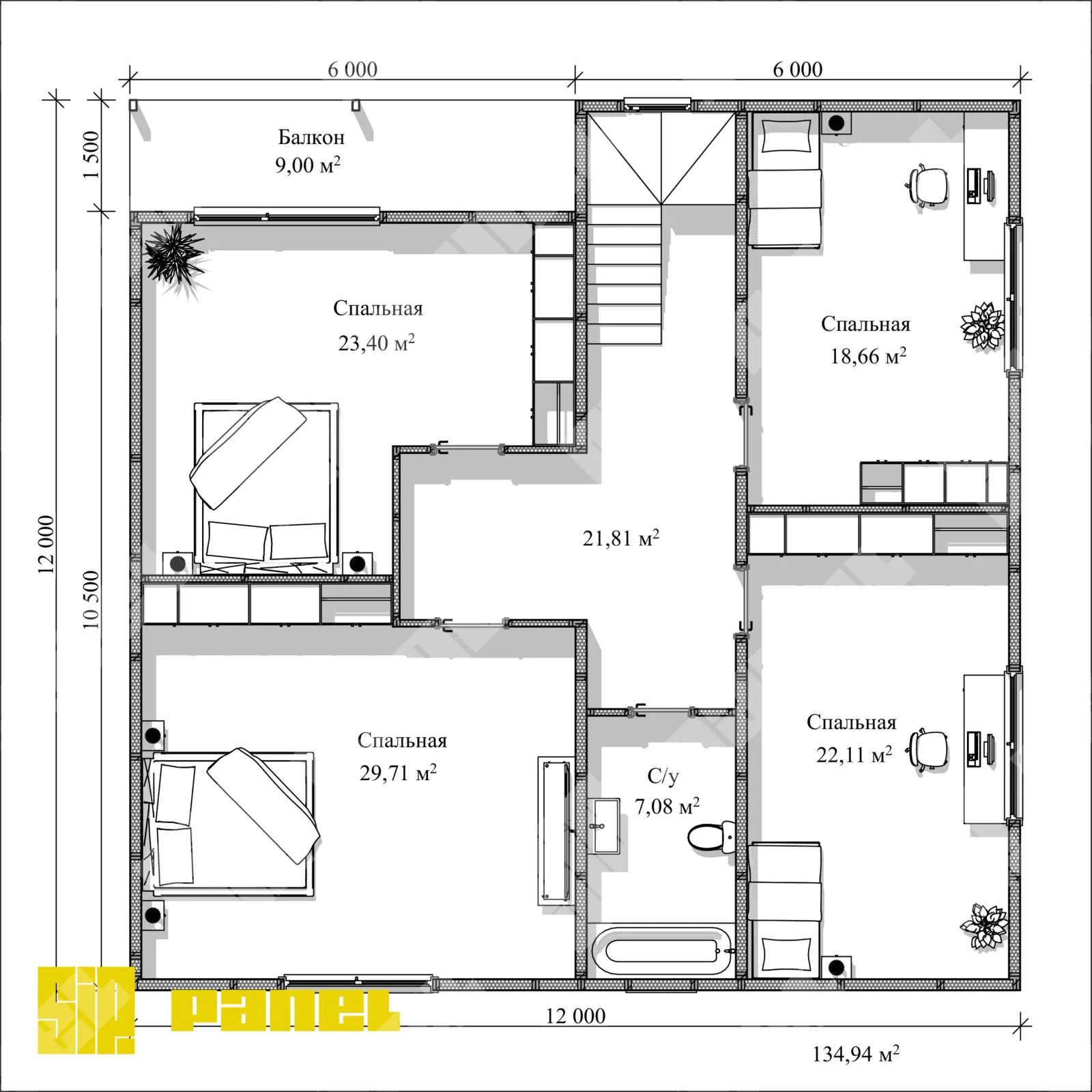 Проект большого дома из СИП панелей 288м²