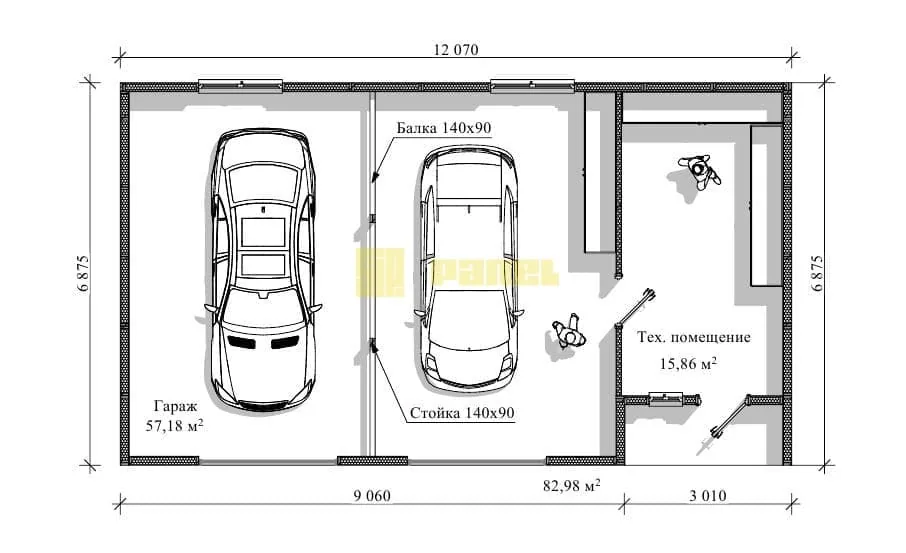 Проект гаража из СИП панелей 82м²